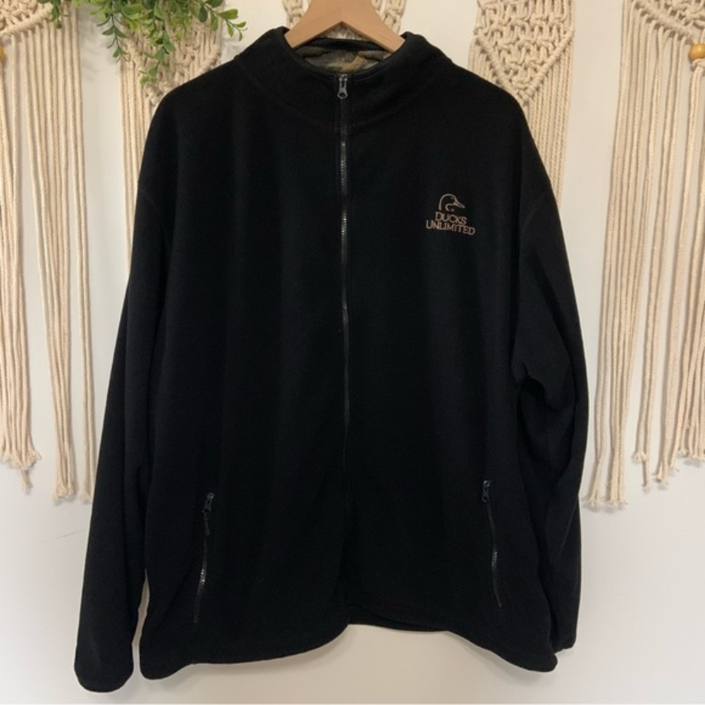 DUCKS UNLIMITED Men’s Full Zip Fleece Jacket Black Size XXL‎